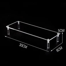 투명 아크릴 및 솔리드 우드 패널 기둥 디스플레이 스탠드 향수 화장품 자동차 모델 1-5 단 장난감 보관 랙, 36 1-30x8cm