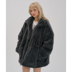 AWESOME STUDIO 밍크 퍼 하이넥 점퍼 챠콜, FREE(L)