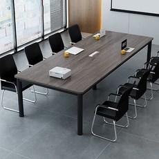 오피스 회의실 사각 넓은 책상 회사 사무용 회의용 테이블, 블랙 프레임 + 그레이 상판