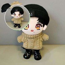 쌍문상회 귀여운 2종세트 장식인형의류 인형옷 비니 장식인형옷 인형의류 인형스웨터 모자 인형의상 스웨터 인형모자 니트 인형코트 세트 20cm 20CM 인형소품 소품 40872EA, 블랙모자+스웨터 세트
