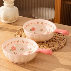 Starry Sea 예쁜 라면기 손잡이그릇 가정용 냉면기 우동그릇 580ml, 2개, 분홍색