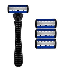 6층 면도기 스테인레스 블레이드 수염 콧수염 에지 면도 스틸 안전 클래식 더블, 색상: 1. 1 Holder and 3Blades, 기본