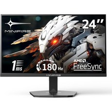 Minifire 미니파이어 MF24X3AL 24인치 모니터 100Hz 풀 HD 1980 x 1080 5ms OD 적응형 동기화 sRGB 110 눈 보호 VESA HDMI 및 U, 24"/ FHD, 180Hz/ 1Ms/ FreeSync/ HDMI DP