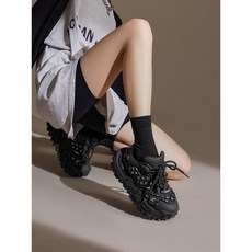 XMZY 오리지널 다용도 디자인 두꺼운 밑창 키높이 운동화, 39(245mm), 분홍색, 분홍색