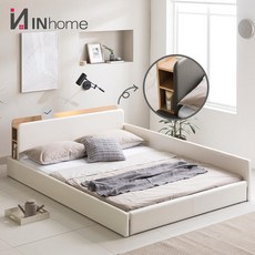 인홈 라온 220V LED 수납 저상형 침대, 아이보리