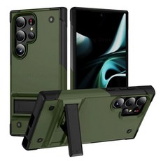 헤비 듀티 보호 홀더 킥 스탠드 커버 밀리터리 등급 수비수 갑옷 충격 방지 케이스, 7. 육군 녹색, T. For Samsung S24 Plus