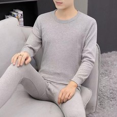 男士圓領薄款秋衣秋褲套裝 中老年內衣線衣褲