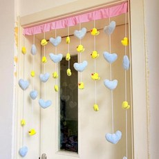 귀여운 푹신한 오리 짧은 커튼 벽걸이 걸이형 끈 화환 창 벽장식 출입구 도어 침실, 1개, 1. 검정색