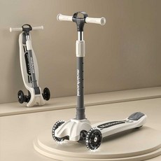 접이식 세발 킥보드 고학년 씽씽이 폴딩 퀵보드 삼륜, 1개, 접이식 킥보드(화이트/플래시 휠)