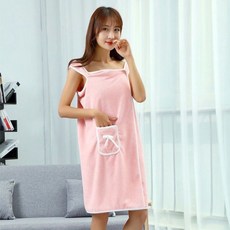 愛佳台灣現貨 瞬吸速乾舒柔甜美系浴裙 R00829 成人吊帶浴裙 純棉柔軟吸水速乾 美容衣 浴袍睡衣