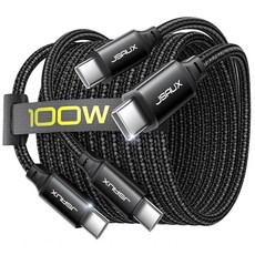 JSAUX C to C타입 100W 초고속 PD 충전 데이터 Marker 칩 케이블, 2개, 블랙, 2m