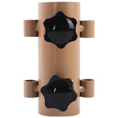 【小米粉】天幕杆固定器 固定座 營柱固定座 撐杆固定管 可調節營柱固定器 營柱支撐架 營柱地釘 天幕桿 固定架 露營, 卡其色