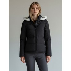 보그너 여성 경량 후드 구스다운 점퍼 BLACK