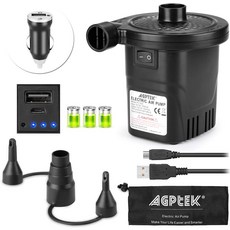AGPTEK 충전식 에어 펌프 전기 4000mAh 배터리 퀵 필 인플레이터 및 디플레이터 3개 노즐 가볍고 휴대하기 좋은 베드 매트리스 풀 토이 인플레이터에 적합