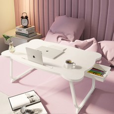 감성스터프 태블릿거치대 베드트레이 1인용 접이식 테이블, 화이트