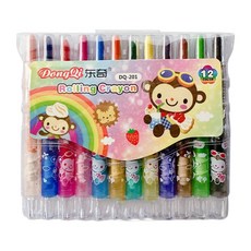 東奇 旋轉蠟筆 DQ-201 小猴子(短型袋裝) 兒童幼兒繪畫蠟筆組 12/18/24/36色, DQ-201-12色, 1套
