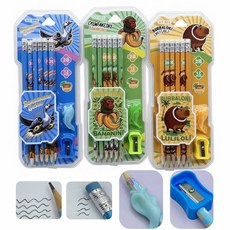 이탈리안 브레인롯 굿즈 2b 연필세트 초등 여아 선물 헌트릭스 생일선물 학용품 그립퍼 연필 깎이 세트, 1박스, 우드