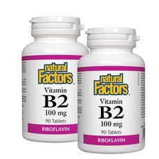 내추럴팩터스 비타민B2 리보플라빈 100mg Natural Factors Vitamin B2, 2개, 90정