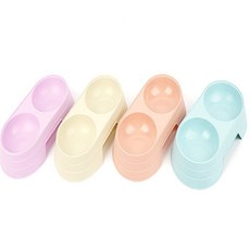 애완용 식기 2구 펫식기 고양이물그릇, 퍼플