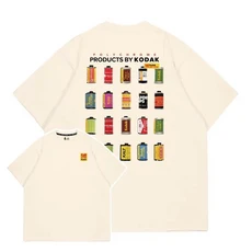 Kodak 브랜드 레트로 필름 프린트 100% 코튼 트렌디 남성 티셔츠 여름 데일리 야외 스포츠 파티 캐주얼 루
