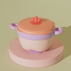 寶寶輔食碗 嬰兒專用保溫碗 兒童餐具套裝, 1個, 可愛粉注水碗（附贈吸盤）, 可愛粉