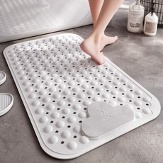 浴室防滑墊 淋浴房腳墊 家用按摩地墊, 40*70cm 典雅墊-白色, 1個