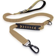조이펫토 듀얼 핸들4-6피트 - 충격 흡수 교통 및 훈련 핸들 반사 자동차 안전벨트 클립 카키색 중대형견용 전술 헤비 듀티 번지견 목줄, Khaki