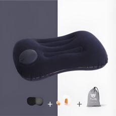 누어리 휴대용 압축 펌핑 에어 베개, 네이비