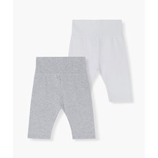 MUSINSA STANDARD KIDS 베이비 배앓이방지 7부 레깅스 2팩 [화이트/멜란지 그레이] 417102