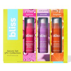 Bliss 미니 세럼 키트 3팩 컬렉션 모든 피부 타입 각 14.8ml(0.5FL 온스), Bliss 미니 세럼 키트 3팩 컬렉션, 모든 피부 타