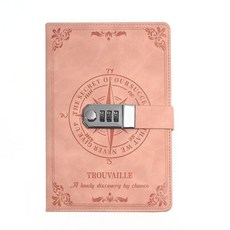 디루아 빈티지 비밀 일기장 자물쇠 다이어리 잠금 노트, 1개, 핑크