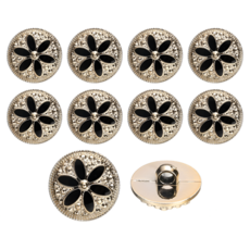 10개입 30mm 엔틱 플라워 단추, 01.Black Flower(B374), 10개
