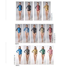 BESTDIVE 女神金典比基尼防寒衣：高叉/平角拼色款，自由潛水適用 (2mm/3mm), 加勒比藍/太空銀 (高叉拼色款),2mm