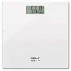 台灣三洋 SANLUX 家用體重計 SYES-301 黑白款 數位家用體重計 電子體重計 強化玻璃秤面 LCD體重顯示, 白色, 1個