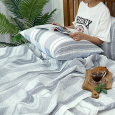 스누즈 윈디 선염 시어서커 여름 홑이불 베개세트