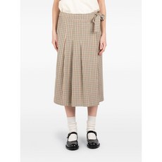소시에떼아노님 플레이드 플리츠 킬트 미디 스커트
