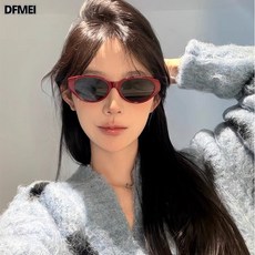 DFMEI 復古紅色高級感貓眼墨鏡女款夏季方圓臉顯瘦防曬太陽眼鏡
