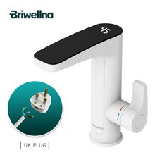 브리웰나 3400W 220V 전기 주방 온수기 수도꼭지 순간 온수 스테인리스 스틸 히터 냉온수, White UK
