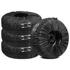 까마느 타이어 보호 커버 자동차 타이어 커버 스페어타이어보관 바퀴보관 바퀴보호 조절가능한 타이어방수커버 타이어덮개 바퀴덮개 옥스포드, 블랙 S (직경 66cm/26인치)x4개, 1세트, 장착 미포함