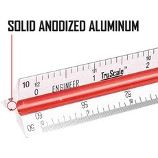 건축가 엔지니어 및 학생을 위한 삼각형 엔지니어링 스케일 알루미늄 자(12인치), Aluminum