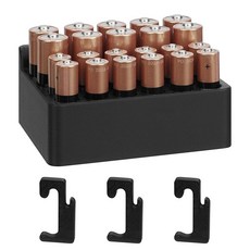 TOCCOOL 벽걸이 배터리 정리함 AA 10개 및 AAA 12개 보관 가정 사무실 또는 스튜디오용 IKEA Skadis 페그보드와 호환 (블랙) 152137, TOCCOOL 벽걸이 배터리 정리함, AA 10개 및