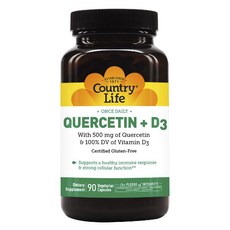 Country Life 無麩質無糖槲皮素+D3素食膠囊, 1個, 90 件