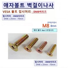 삼성 벽걸이TV LEDTV 설치용 부품 삼성 가이드스페이서 삼성 홀더월 GDS25M8 (4ea) + 접시머리 애자볼트 삼성 LG 칼블럭앙카 8x6x60mm 키트 (옵션), 1세트, 애자볼트 접시머리 DM8 x 65mm=4ea(1조)