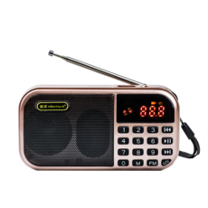 金正NONTAUS® 便攜式收音機，大按鍵設計，高靈敏度天線，支援USB/TF卡播放, 金色, 【套餐一】 標配+16G綜合內容卡+目錄