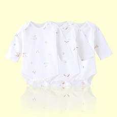 Miracle baby 신생아 베이직 스냅 긴팔 바디슈트 3개입