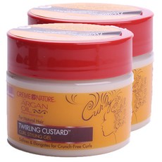 Creme Of Nature with 아르간 오일 트월링 커스터드 컬 스타일링 젤, 326g, 2개