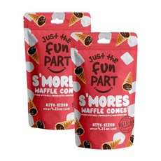 Just The Fun Part 쿠키 과자 단지 재미있는 부분 한입 크기의 바삭한 미니 와플 콘 프리미엄 벨기에 초콜릿으로 채움 간식 디저트 즉석에서 먹기 좋아요 코셔 4.23, 마시멜로/밀크 초콜릿, 1개 (2팩), 120g, 1개