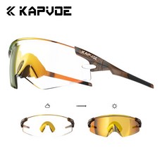 Kapvoe【X-VYSN技術鏡片】UV400運動太陽眼鏡：戶外自行車、釣魚、射擊、高爾夫、登山、棒球護目鏡, K410-05(變金)(送上管包), 1個