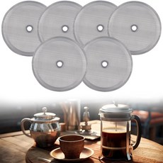 6개 4인치 프렌치 프레스 필터 1000ml 34온스 8잔 커피메이커용 스테인리스 스틸 교체 부품, 6