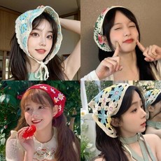 여성 스카프 삼각두건 데이지 플라워 두건 KK922 han3596Uu